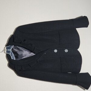 C’est Atelier Coat Size 10 Women Black Wool Jacket bell Fluted Jacket
